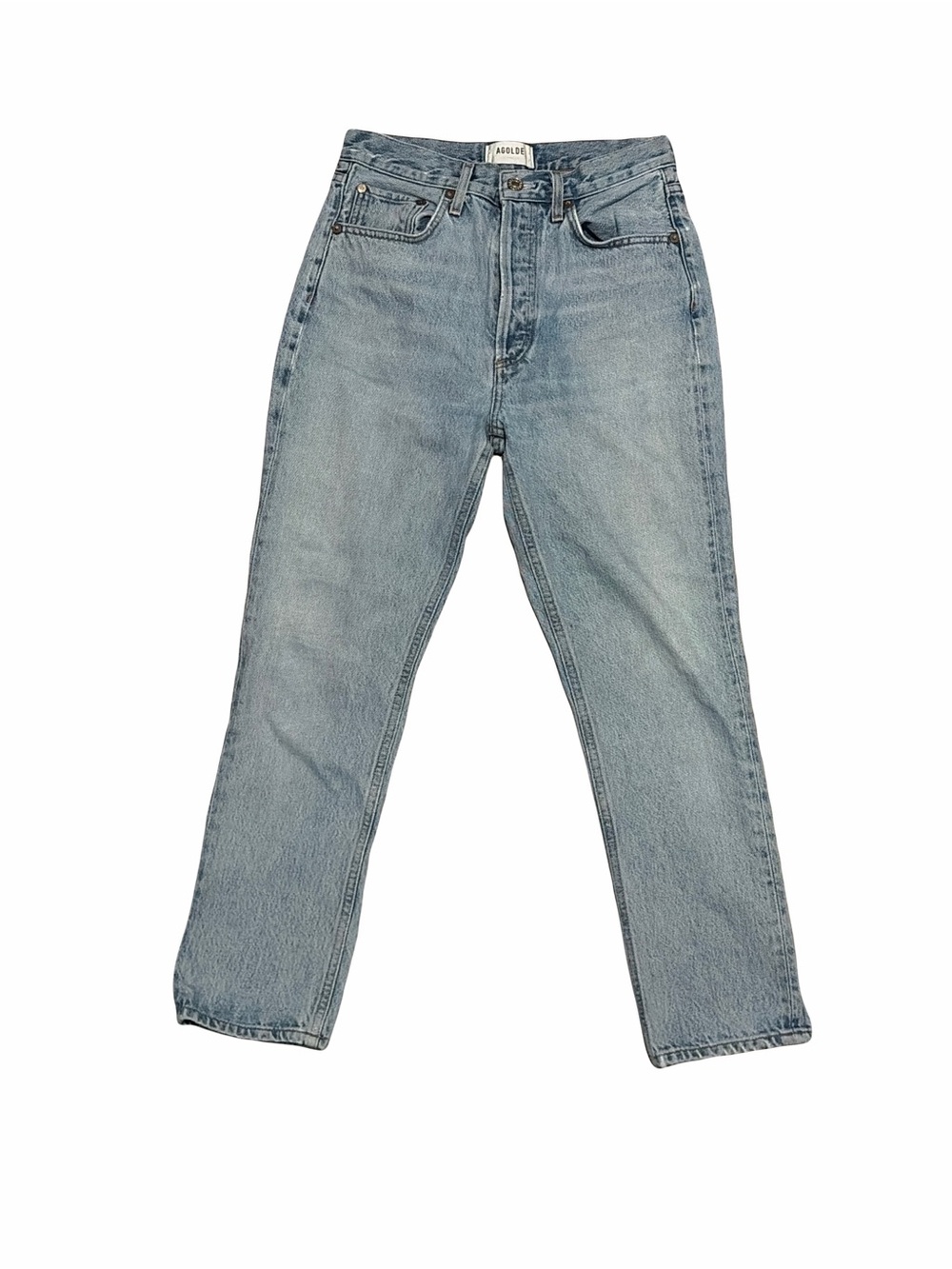 Agolde Distressed High-Rise Straight Jeans